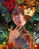 Dekoratorstwo - Haft Diamentowy Kobieta Maska 45x55 cm K - miniaturka - grafika 1