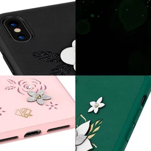 Kingxbar Petal etui ozdobione oryginalnymi Kryształami Swarovskiego iPhone XS / iPhone X czarny - Etui i futerały do telefonów - miniaturka - grafika 9