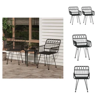 vidaXL Krzesła ogrodowe 2 szt. z podłokietnikami czarne 56x64x80 cm PE-Rattan - Krzesła ogrodowe - Fotele i krzesła ogrodowe - miniaturka - grafika 1