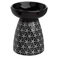 Świeczniki - Ceramiczny podgrzewacz do olejków eterycznych i wosków z wzorem kwiatowym "Eden" czarny - miniaturka - grafika 1