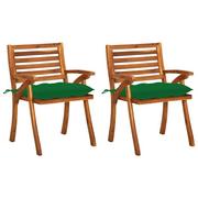 Fotele i krzesła ogrodowe - Krzesła ogrodowe z poduszkami, 2 szt., lite drewno akacjowe - miniaturka - grafika 1