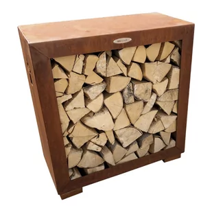 Brązowa stalowa skrzynia na drewno Remundi, szer. 79 cm - Skrzynie ogrodowe - miniaturka - grafika 1