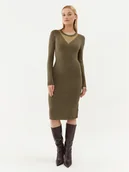 Sukienki - Fracomina Sukienka dzianinowa FJ23WD5002K51801 Khaki Slim Fit - miniaturka - grafika 1