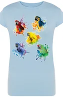 Koszulki i topy damskie - Damski Modny T-shirt Papugi Kolorowe Lato Rozm.M - miniaturka - grafika 1