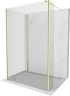 Ścianki i drzwi prysznicowe - Mexen Kioto ścianka prysznicowa Walk-in 100 x 80 x 40 cm, transparent, złota szczotkowana - 800-100-080-221-55-00-040 - miniaturka - grafika 1