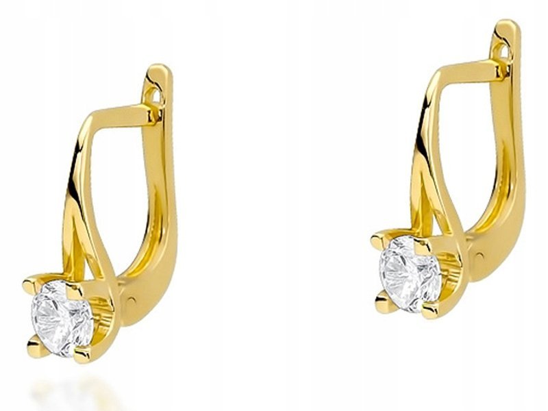 Złote kolczyki 585 ELEGANCKIE Z BRYLANTAMI 1,40g z diamentami dla niej 14k