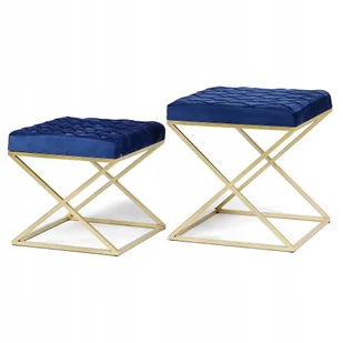 Nowoczesna niebieska pufa siedzisko Royal 2szt - Pufy i podnóżki - miniaturka - grafika 1