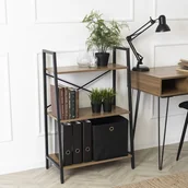 Regały - Regał Otwarty Niski VIOR do Salonu Orzech/Czarny na Zabawki Nowoczesny - miniaturka - grafika 1