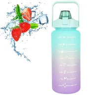 Shakery i bidony sportowe - BUTELKA NA WODĘ BIDON SPORTOWY Z MIARKĄ SZCZELNY ZE SŁOMKĄ 2L MOTYWACYJNA - miniaturka - grafika 1