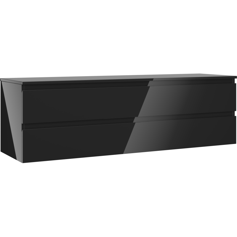 Mexen Orio szafka łazienkowa podumywalkowa 160 cm z blatem, 2 szuflady, czarna połysk - 91A10-16047-2-BFFC70
