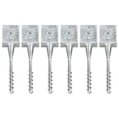 Ogrodzenia - Vida Kołki gruntowe 6 szt. srebrne 14 x 14 x 58 cm stal V-145446 - miniaturka - grafika 1