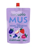 Syropy i koncentraty owocowe - Owolovo Mus owocowy Trio Jabłko - Jagoda kamczacka - Jeżyna - Malina 200 g - żywność - miniaturka - grafika 1