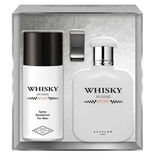SET EVAFLOR Whisky Homme Sport EDT spray 100ml + DEO spray 150ml + CLIP - Zestawy perfum męskich - miniaturka - grafika 1