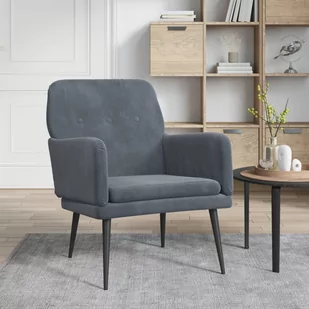Lumarko Fotel, ciemnoszary, 62x79x79 cm, obity aksamitem - Fotele - miniaturka - grafika 1