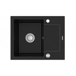 Mexen Enzo zlewozmywak granitowy 1-komorowy z krótkim ociekaczem 576 x 465 mm, czarny/srebrny metalik - 6506571005-73 - Zlewozmywaki - miniaturka - grafika 1