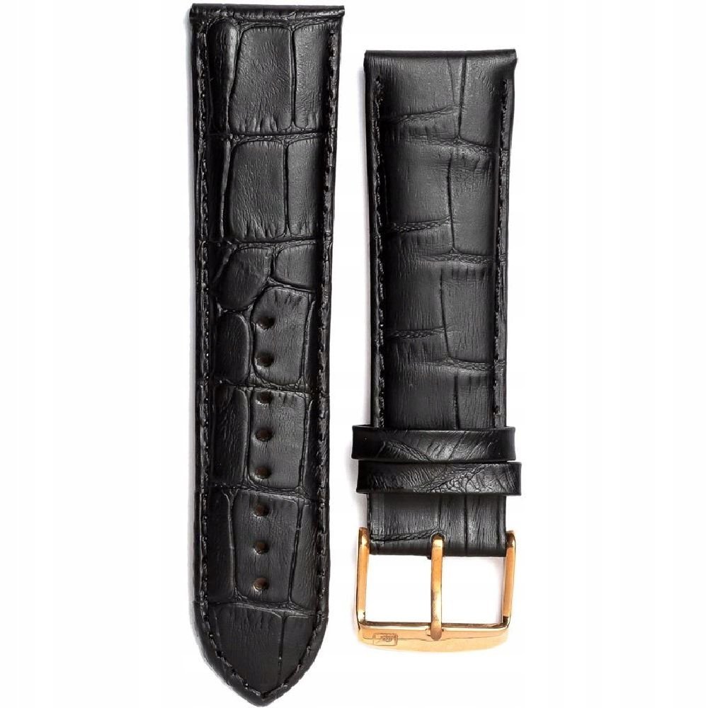 Adriatica czarny pasek skórzany 24 mm z różowozłotą sprzączką