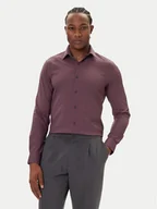 Koszule męskie - Calvin Klein Koszula LV019EU073 Bordowy Slim Fit - miniaturka - grafika 1
