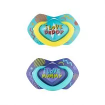 canpol Babies Canpol Babies smoczek silikonowy 0-6m-cy symetryczny Neon Love baby 2szt - Smoczki uspokajające - miniaturka - grafika 1