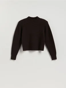 Reserved - Sweter z wełną - ciemnobrązowy - Swetry damskie - miniaturka - grafika 1
