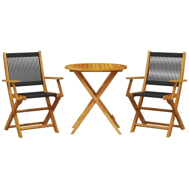 Zestaw Mebli Bistro z Litego Drewna Akacjowego, Stół 70 x 75 cm, Krzesła