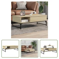 Ławy i stoliki kawowe - The Living Store Stolik kawowy dąb sonoma 100x50x35 cm Materiał drewnopochodny i metal - miniaturka - grafika 1