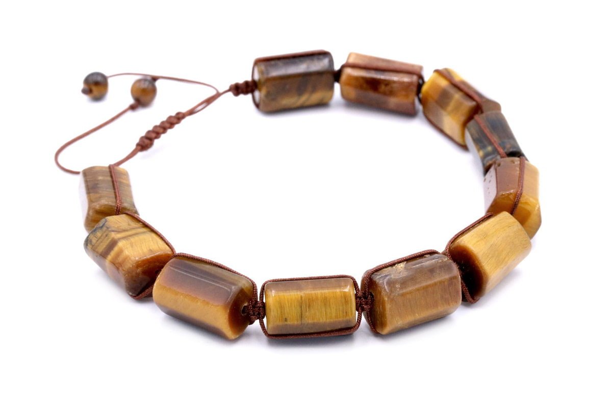 Bransoletka Męska Tygrysie Oko Bryłki Sznurek