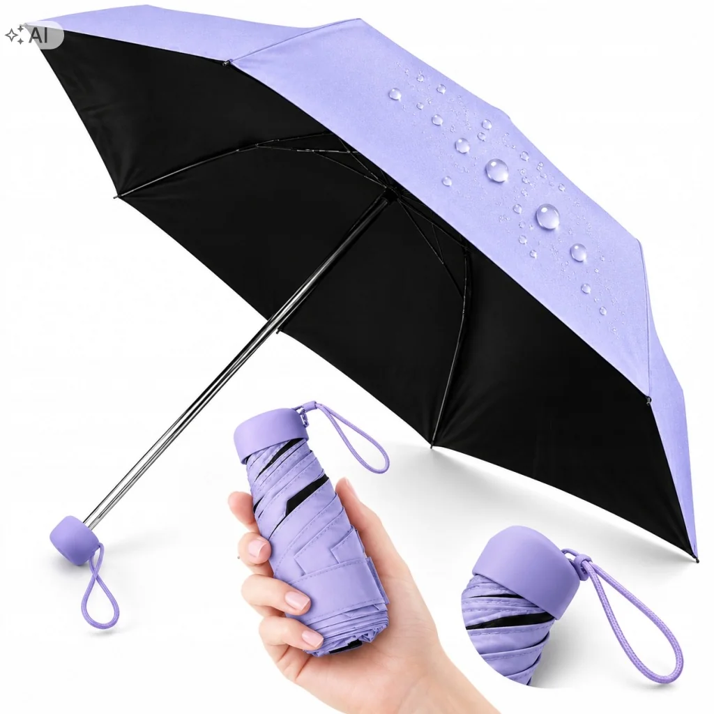 PARASOL SKŁADANY KIESZONKOWY KOMPAKTOWY MAŁY WODOODPORNY ETUI 16cm