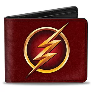 Buckle-Down - Dwustronny portfel - zapinany na zamek portfel PU Bifold - logo Flash 5 burgundowe/złote męskie - Portfele - miniaturka - grafika 1