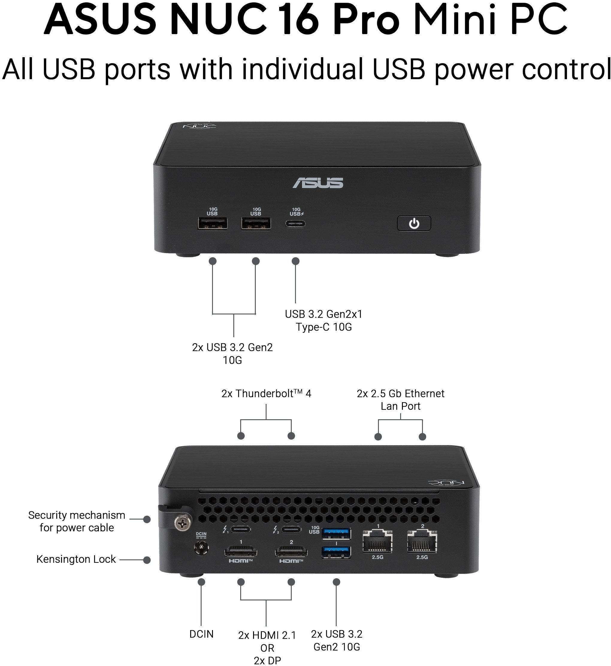 Komputer Asus ASUS NUC16GDKU5 ULTRA 5 325 AI 32GB DDR5, 2TB SSD, WIFI7, bez systemu