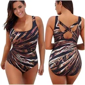 Stroje kąpielowe - Strój kąpielowy wyszczuplający kostium damski plus size jednoczęściowy XL - miniaturka - grafika 1