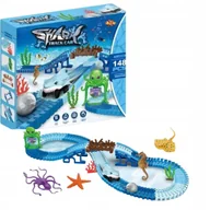 Zabawki zdalnie sterowane - ELASTYCZNY TOR SAMOCHODOWY WYŚCIGOWY KONSTRUKCYJNY DZIECI AUTKA 148el - miniaturka - grafika 1