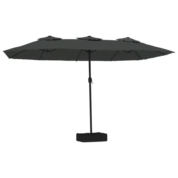 Podwójny Parasol Ogrodowy UV, Antracytowo-Ciemnoszary, 449x265x245 cm