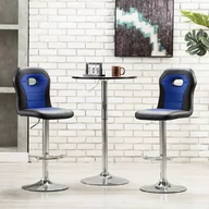 Taborety i hokery - vidaXL Krzesło barowe, niebieskie, sztuczna skóra - miniaturka - grafika 1