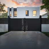 Bramy garażowe - CASANOOV BRAMA aluminiowa dwuskrzydłowa 3m ARLBERG 300B140 Szara - miniaturka - grafika 1