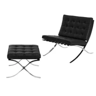 Fotele - D2.Design Fotel z podnóżkiem BA1 skóra czarna 82977 - miniaturka - grafika 1