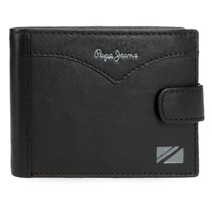 Pepe Jeans Kurtka Poziomy Portfel Z Zamknięciem Click Czarny 11x8,5x1 cm Skóra by Joumma Bags, Czarny (Black), Talla única, Portfel poziomy z zapięciem na klik - Portfele - miniaturka - grafika 1