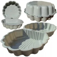 Place zabaw - Piaskownica Podwójna Muszelka Basen Duża Zamykana 2 Sztuki Szara 151x87cm - miniaturka - grafika 1