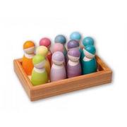 Zabawki interaktywne dla dzieci - Grimms 12 drewnianych pastelowych przyjaciół 1+ - Grimm's Zabawka drewniana - Montessori 10579 - miniaturka - grafika 1