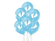 Balony i akcesoria - Zestaw balonów na Chrzest Święty "stópki", 12 cali, 6 szt., niebieskie [balon z helem] - miniaturka - grafika 1
