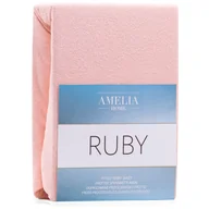 Pościel - AmeliaHome AmeliaHome Prześcieradło z gumką Frotte Łososiowe RUBY 140-160x200+30 cm - miniaturka - grafika 1