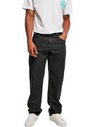 Spodenki męskie - Urban Classics Męskie spodnie, Organic Triangle Jeans z bawełny organicznej, szerokie nogawki z wkładką na zakończeniu, dostępne w 2 kolorach, rozmiary 28-40, Black washed, 33 - miniaturka - grafika 1
