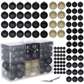 Bombki - Bombki choinkowe 100 szt. ozdoby świąteczne zestaw 6/4/3 cm czarne CA0134 - miniaturka - grafika 1