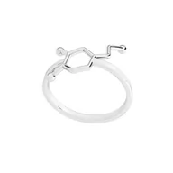 Pierścionki - Srebrny pierścionek - dopamina, wzór chemiczny, srebro 925 : ROZMIAR PIERŚCIONKA - 15 | UK:P | Φ17,33 MM, Srebro - kolor pokrycia - Pokrycie platyną - miniaturka - grafika 1