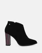 Botki damskie - Czarne botki na kolorowym słupku - Venezia - miniaturka - grafika 1