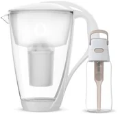 Dzbanki filtrujące - Szklany dzbanek Dafi CRYSTAL biały Classic z beżową butelką Solid 0,5 - miniaturka - grafika 1