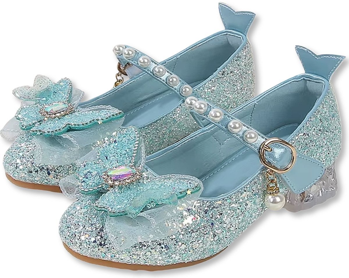 Błyszczące Pantofelki Balerinki Buciki Wizytowe Dla Dziewczynki Lodowe Błękitne R.27