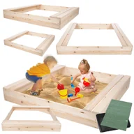 Place zabaw - Piaskownica drewniana 140x140 z ławeczkami AGRO PLANDEKA eko drewno - miniaturka - grafika 1