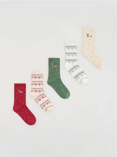Reserved - Skarpetki ze świątecznym motywem 5 pack - czerwony - Moda i Uroda OUTLET - miniaturka - grafika 1