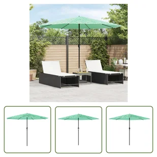 The Living Store Parasol ogrodowy na stalowym słupku - zielony - 324x324x247 cm - Parasol Ogrodowy - Parasole ogrodowe - miniaturka - grafika 1