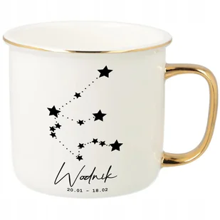 KUBEK UCHO RANT ZŁOTY PORCELANOWY RETRO PREZENT DLA ZODIAKARY KOZIOROŻEC WZ - Kubki - miniaturka - grafika 1